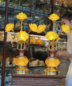 Đèn Thờ Hoa Sen 5 Bông Lưu Ly Trường Quang