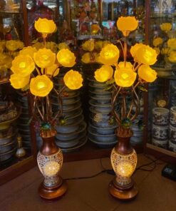 Đèn Thờ Hoa Sen 9 Bông Lưu Ly Thân Sứ Đuôi Cá