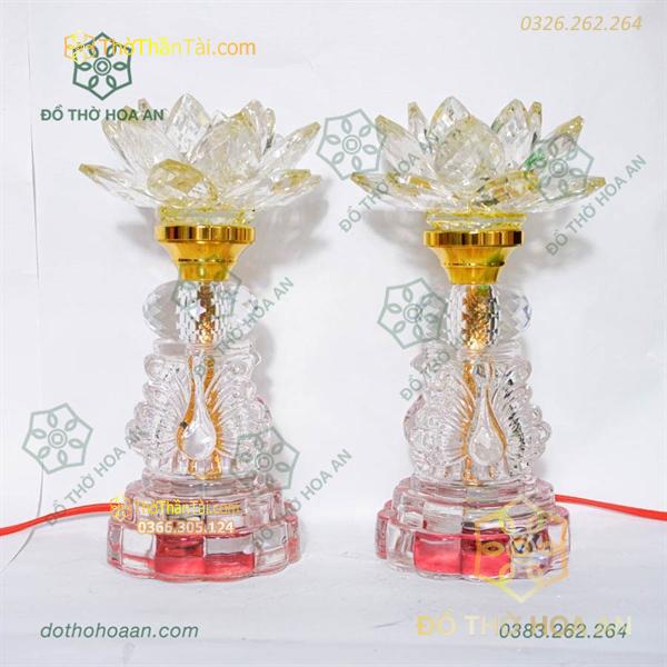 Đèn Thờ Hoa Sen Pha Lê