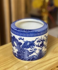 Bát Hương Rồng Chầu Nguyệt Men Lam