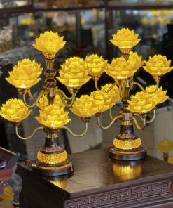 Đèn Thờ Hoa Sen 9 Bông Lưu Ly Diệu Tâm