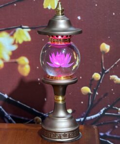 Đèn Thờ 1 Bông Chóp Cầu Hoa Sen Thân Nâu