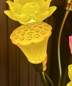 Đèn Thờ 7 Bông Hoa Sen Lưu Ly Hồ Lô Bàn Tay