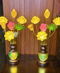 Đèn Thờ 7 Bông Hoa Sen Lưu Ly Hồ Lô Bàn Tay