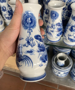 Lọ Hoa Dáng Huệ Rồng Men Lam