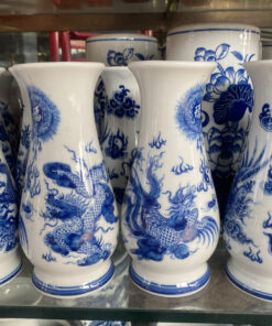 Lọ Hoa Dáng Huệ Rồng Men Lam