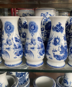 Lọ Hoa Dáng Huệ Rồng Men Lam