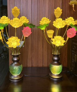 Đèn Thờ 9 Bông Hoa Sen Lưu Ly Hồ Lô Bàn Tay