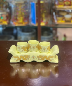 Kỷ Ngai 3 Chén Men Vàng Ngà