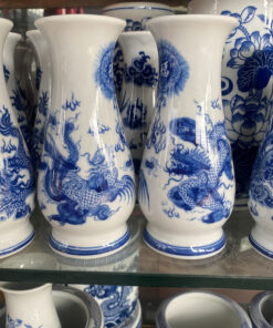 Lọ Hoa Dáng Huệ Rồng Men Lam
