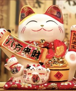 Mèo Thần Tài Bụng Chiêu Tài Tiến Bảo Cá Hũ Vàng